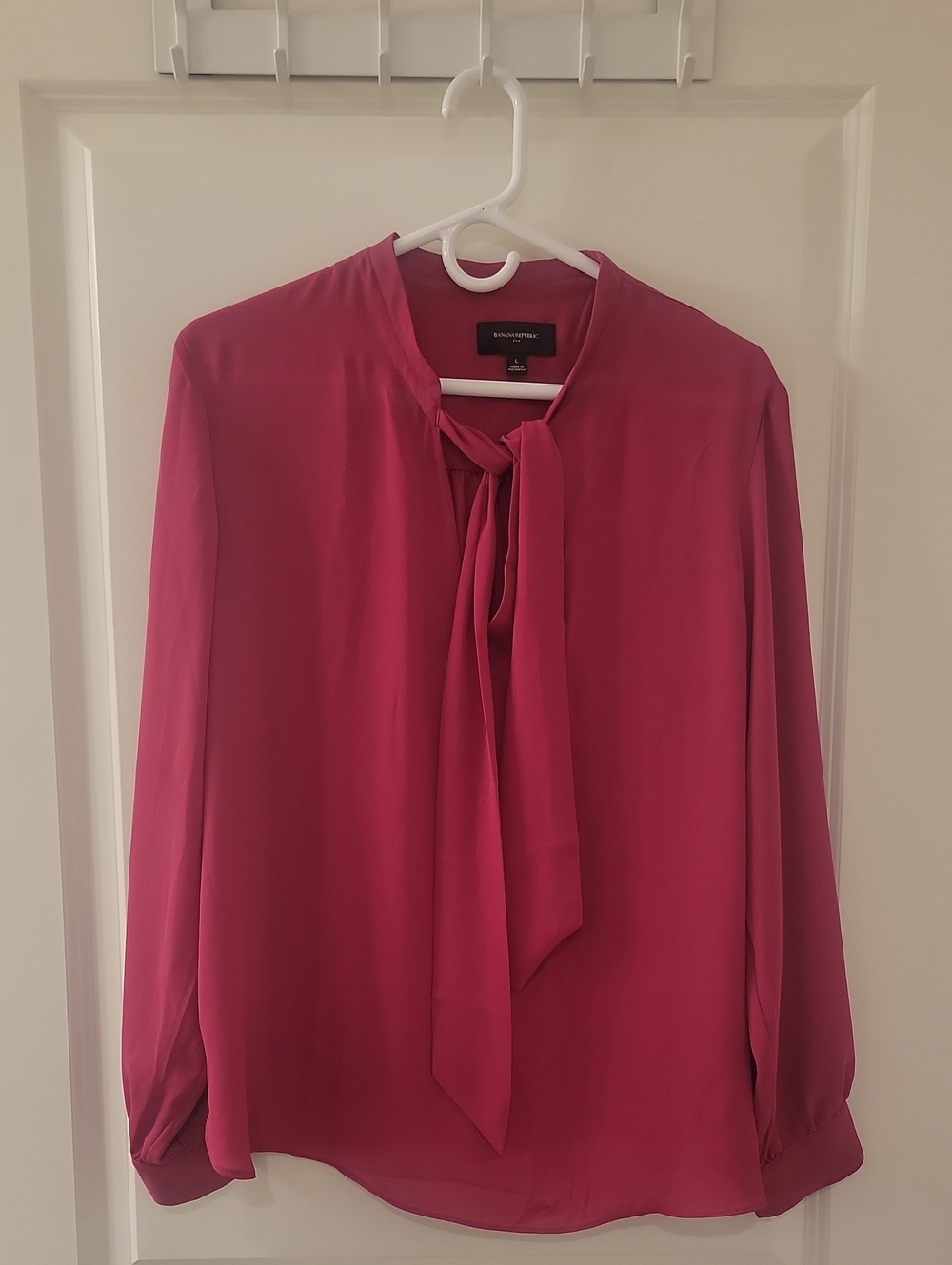Banama Republic Magenta Tie-Neck Blouse - Women's Top
